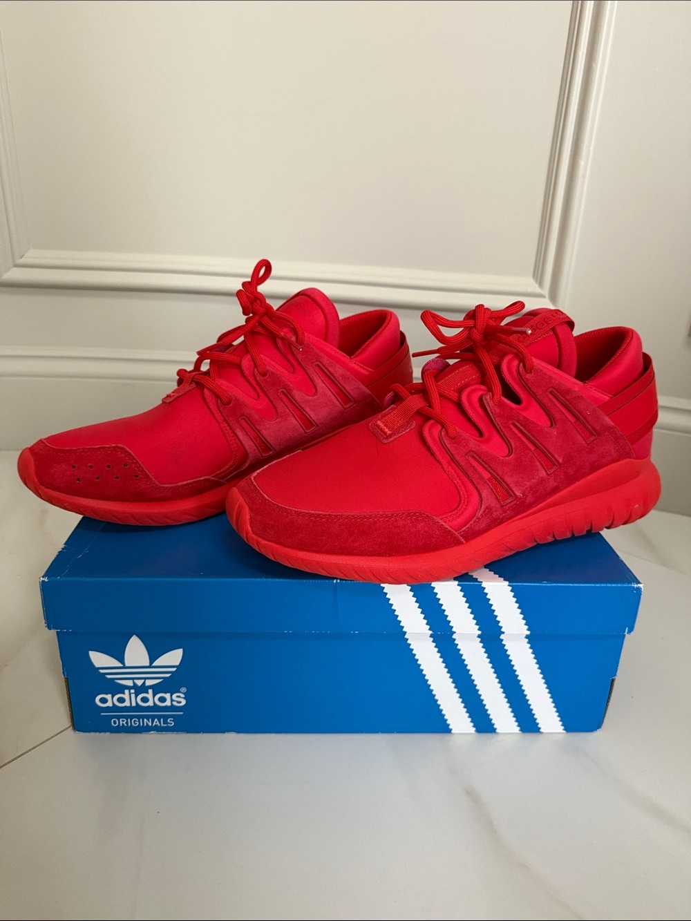 adidas Men's Tubular Nova Bright Red Athletic Sneakers